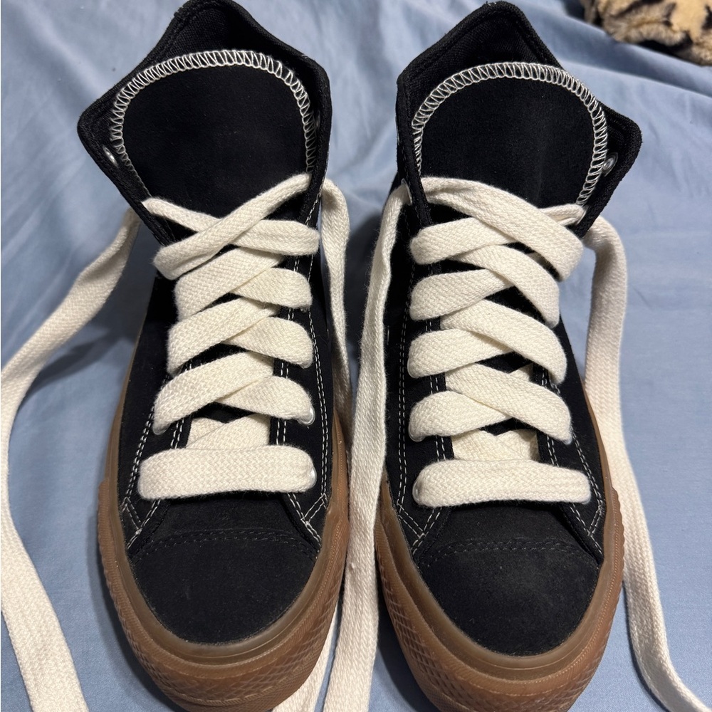 Black and White Converse High Top Platforms